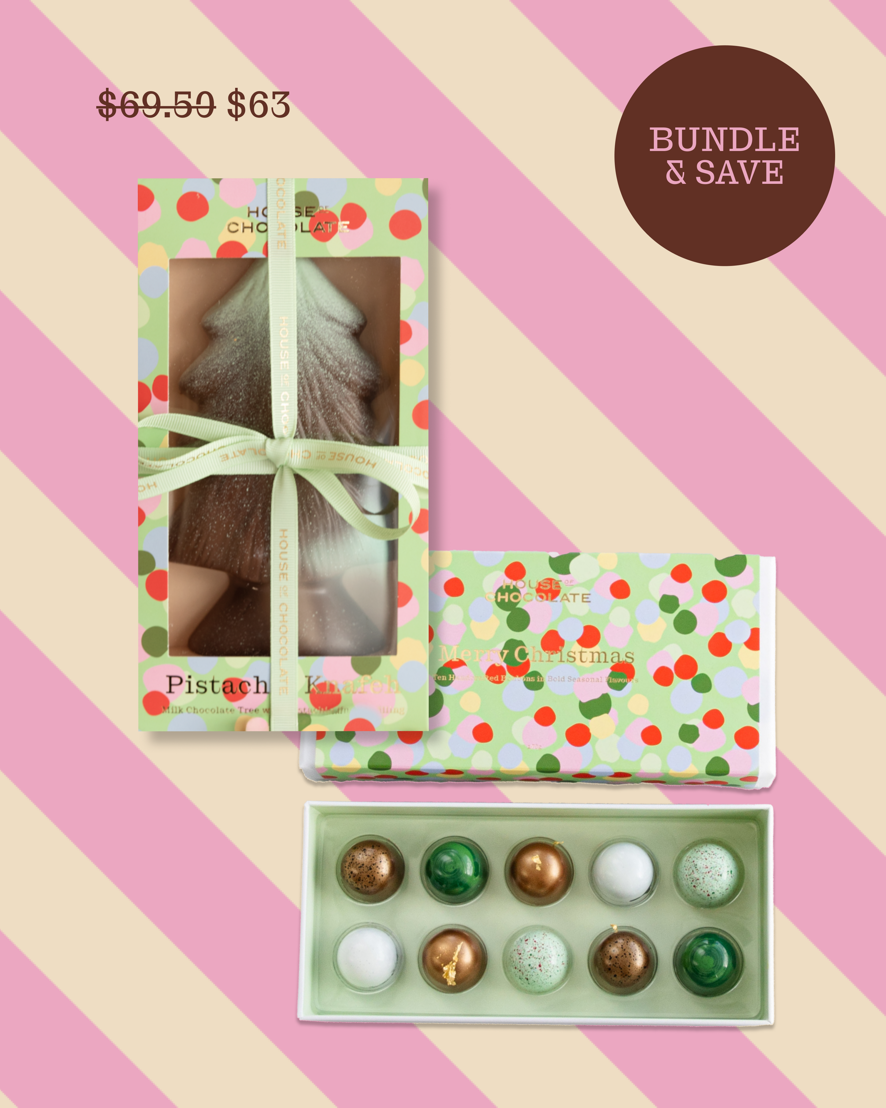 Chocolate Tree + 10 Piece Christmas Bonbon Duo