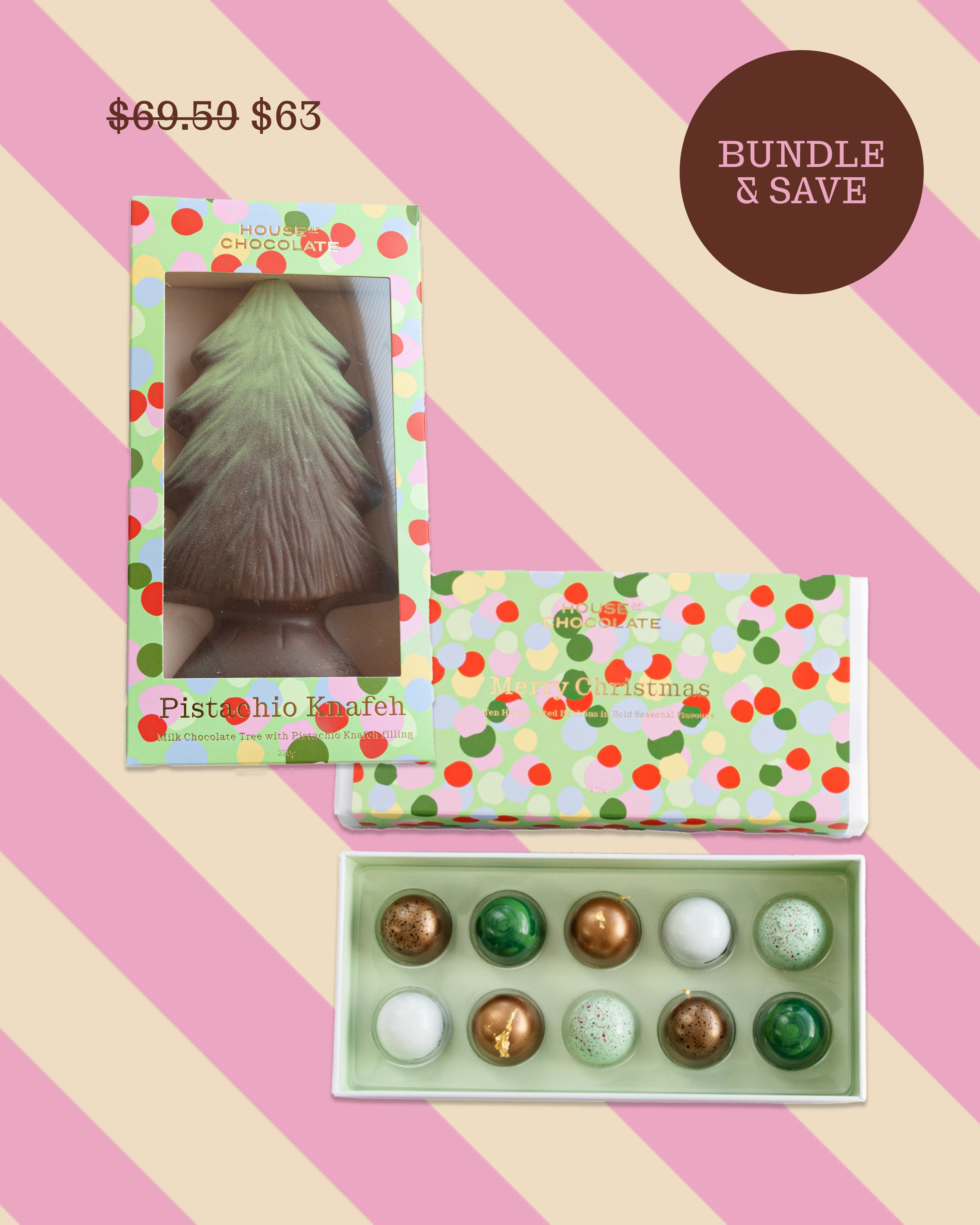Chocolate Tree + 10 Piece Christmas Bonbon Duo