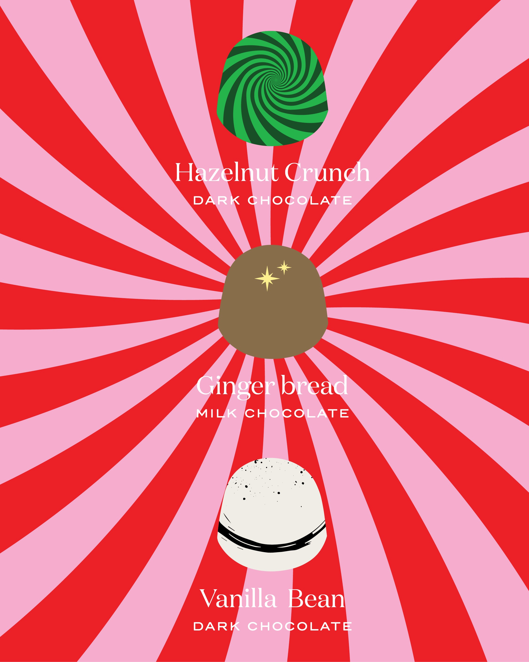 3 Piece Christmas Bonbon Selection - Red