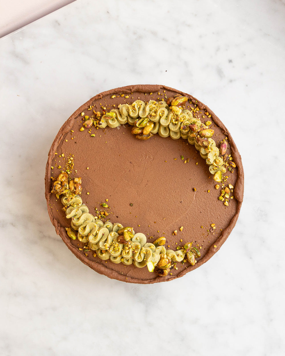 Pistachio Knafeh Milk Chocolate Cake