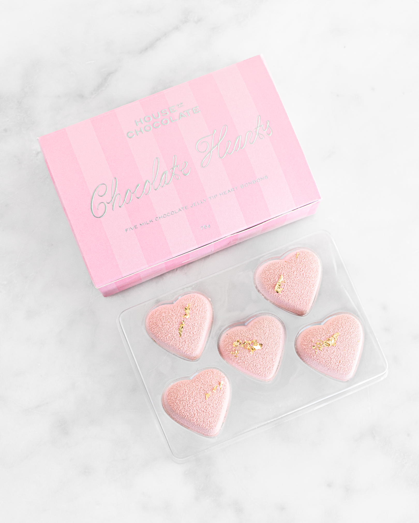 Five Piece Chocolate Heart Bonbon Selection