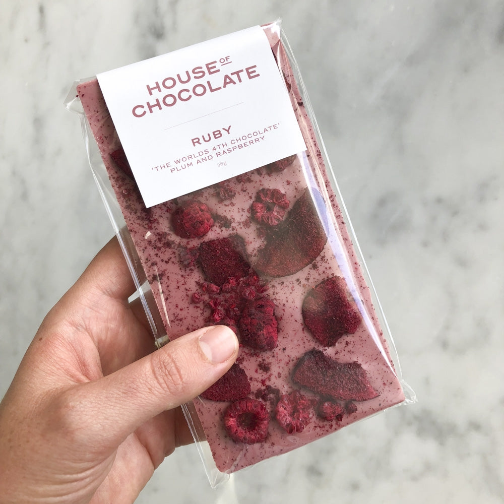 Dehydrated Raspberry Chocolate World's 4th Chocolate 'RUBY' Freeze Dried Plum and Raspberry Bar ...